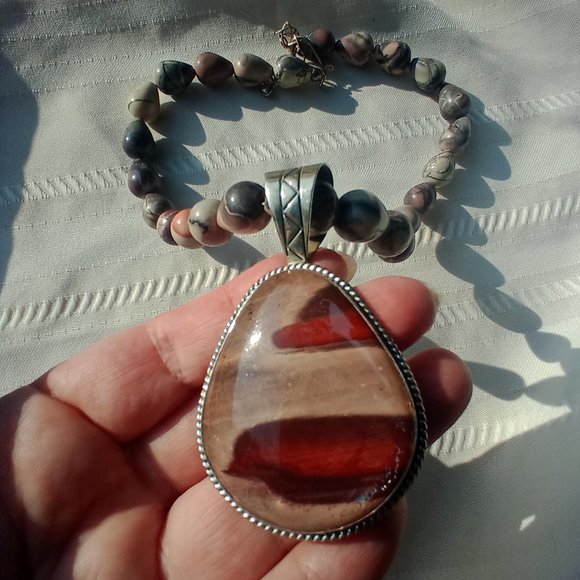 Jay King DTR mine finds Jasper necklace large pendant 925 Stunning - Picture 11 of 16